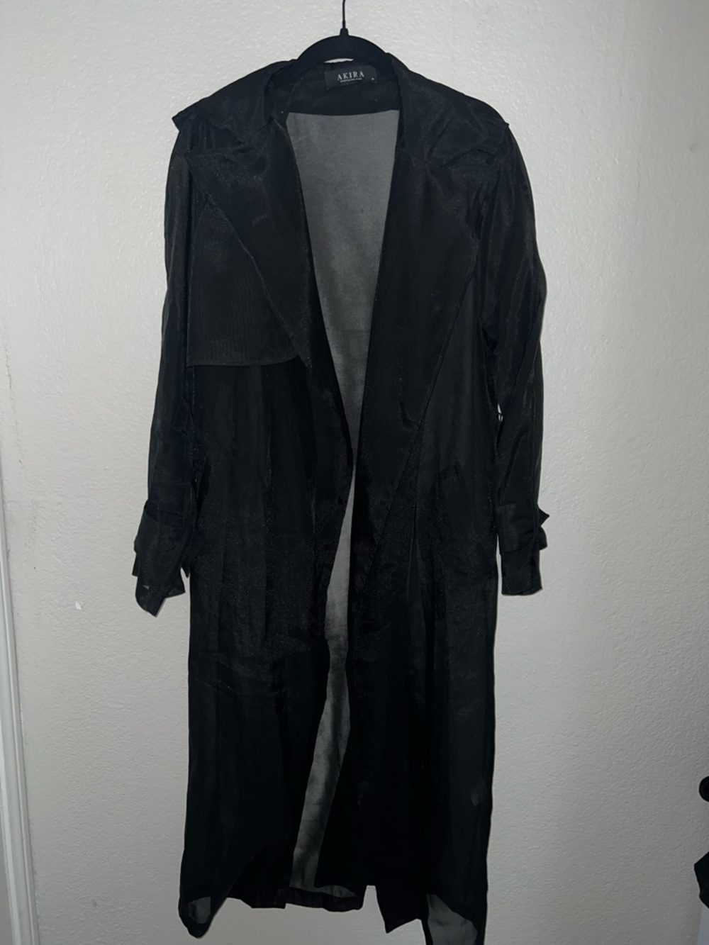 AKIRA Black Sheer Long Trench Jacket